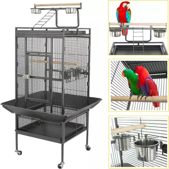 61 Inch Iron Play Top Bird Cage Large Pet Cage Birdcage with Stand Chinchilla Ma