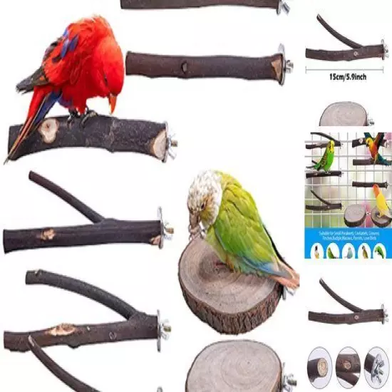 8 PCS Natural Wood Bird Perch Stand-Wooden Parrot Perch Stand-Perch Platform 