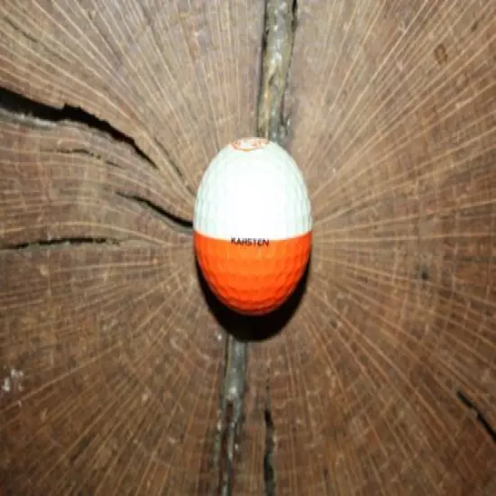 VINTAGE ORANGE AND WHITE PING GOLF BALL WITH PEBBLE BEACH LOGO