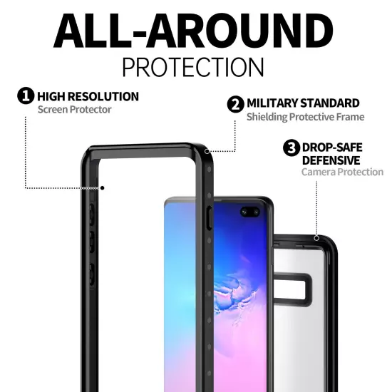 For Samsung Galaxy S10 Plus Waterproof Case Shockproof Built in Screen Protector