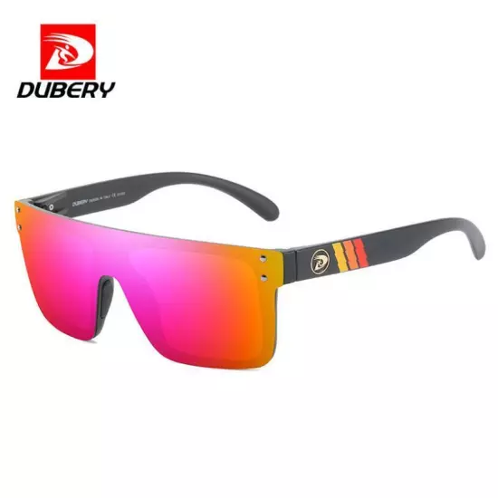 DUBERY Sqaure Polarized Siamese Lens Sunglasses Men Women Flat Top Sport Glasses