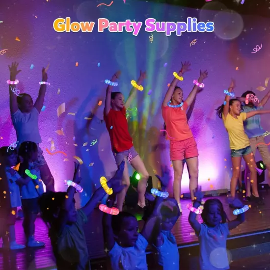 Gigilli 24 Pack Glow Sticks Party Favors for Kids 8-12 4-8, Stripe Color 