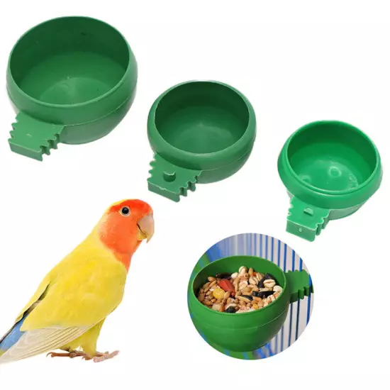 Mini Bird Parrot Food Water Bowl Feeder Plastic Pigeons Birds Cage Sand Cup L ➳