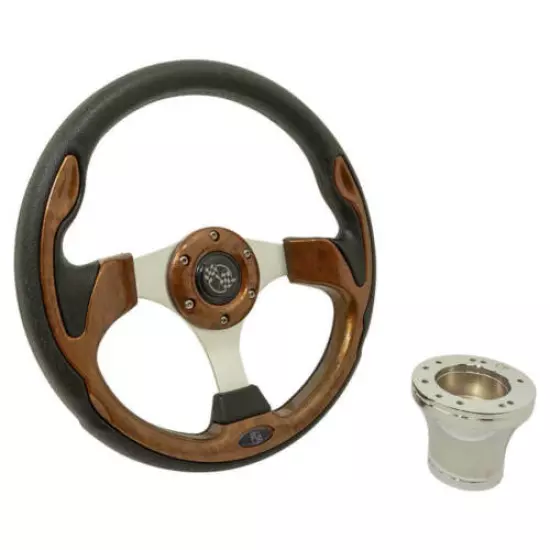 Club Car Precedent 12.5" Golf Cart Steering Wheel Carbon Fiber With Chrome Hub