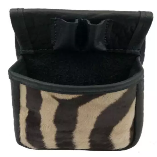 Real ZEBRA & CAPE BUFFALO HIDE SHOTGUN SHELL SKEET / TRAP SHOOTING POUCH Blk2