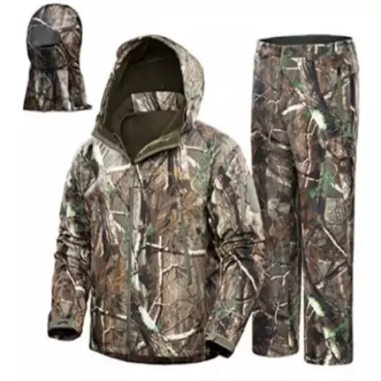 NEW VIEW Hunting Jacket, Pants, Hood - Silent, Water Resistant, Camo Tree, 2XL