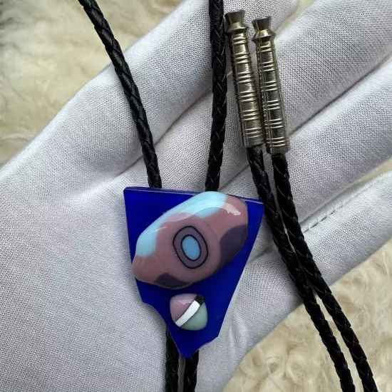 Vintage Original Fused Glass Western Bolo Tie