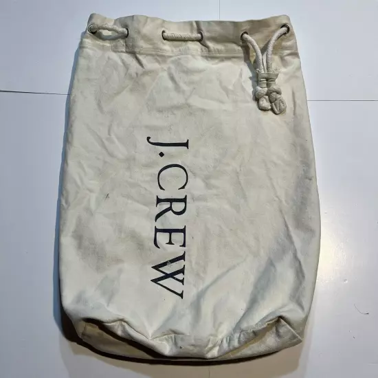 J Crew Logo Canvas Beach Duffle Laundry Bag Adjustable Shoulder Strap