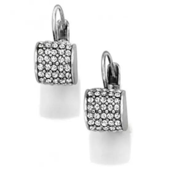 NWTag Brighton Meridian Silver Crystal Lever Back Earrings MSRP $62