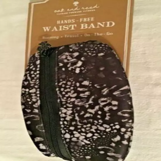 OAK AND REED WAIST BAND FANNY PACK HANDS FREE BLACK ANIMAL PRINT NIP