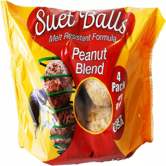 Melt Resistant Suet Balls Variety 16 Pack, 4 Wrapped Packs of 4 Bird Suet Balls