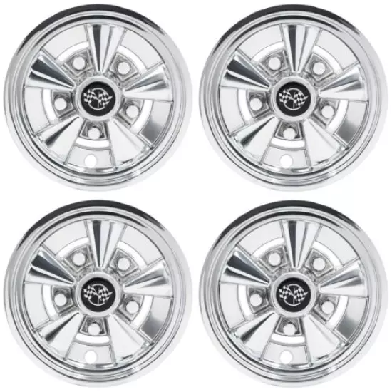 Set of 4 Golf Cart 8 inch Rally Chrome Wheel Covers Hub Caps Universal Fit