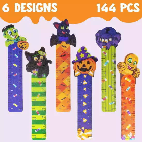 JOYIN 144 PCs Halloween Bookmark Rulers Party Favor Pack (6 Designs) Multi 