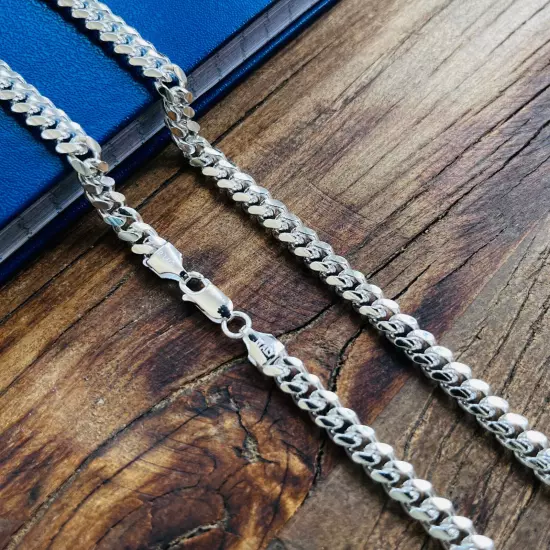 Real Solid 925 Sterling Silver Miami Cuban Mens Boys Chain Bracelet or Necklace