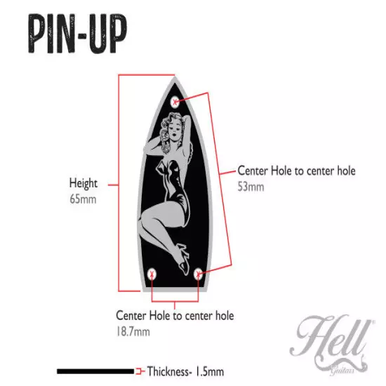 "Pin-Up" 100% Brass Truss Rod Cover. Fits most Gretsch® style guitars.