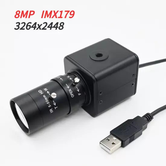 IMX179 8MP USB Camera With 5-50mm 2.8-12mm Varifocal CS Lens 8 Megapxiel Webcam