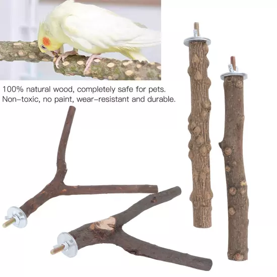 Parrot Standing Stick Pole Pepper Wood Birdcage Paw Climbing Stands Set Bird