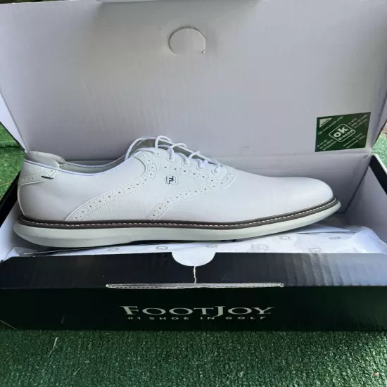 New Men's Footjoy Traditions Golf Shoes - White/Black - Size 11.5