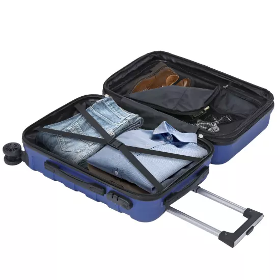 Travel Suitcase 21" Carry On Luggage Hardside Expandable Spinner with Wheel Blue