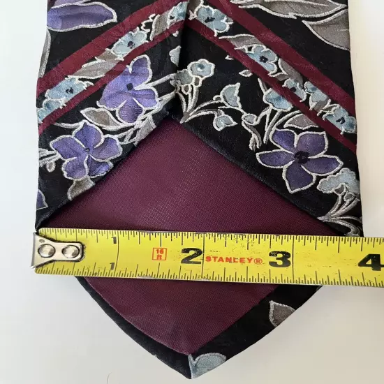 Deco Mode Flower Mens Tie Black Purple Blue Vintage