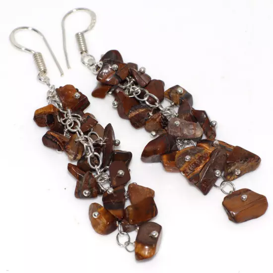 Natural Gemstone Beaded Grapes Cluster Drop & Dangle Earrings Size 2-3"