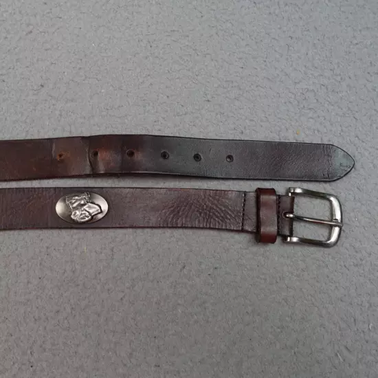 Zep-Pro Leather Dog Belt Silver Conchos Brown Labs Labrador Retrievers Sz 40