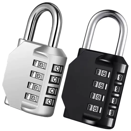 Combo Lock for Lockers 4 Digit Combination Padlock 2 Pack Pad Locks with Code