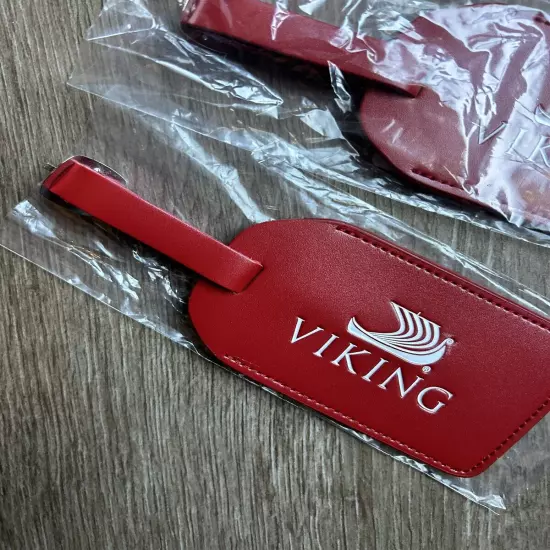 Viking Cruise Luggage Tags - Set of 2 - Red Leather - Brand New