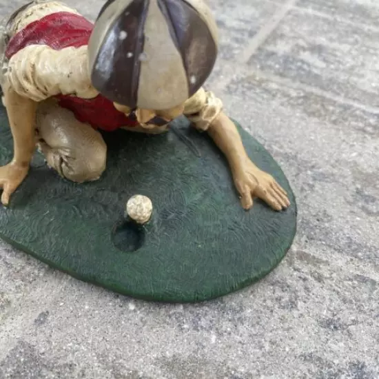 Vintage GOLFER'S GIFT, Golf Figurine, Lining Up the Putt, Stonecraft Pottery 