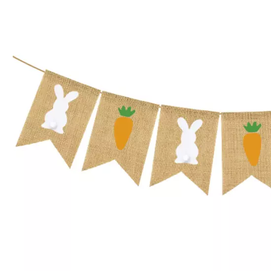 Easter Bunny Carrot Linen Swallowtail Banner for Party