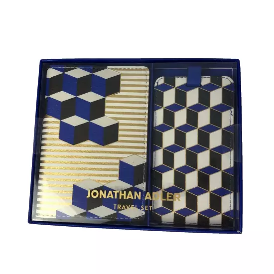 Jonathan Adler passport cover luggage tag travel set blue Versailles chic luxury