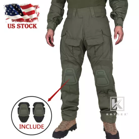 KRYDEX G3 Combat Trouser w/ Knee Pads Tactical Army Hunting Pants Ranger Green