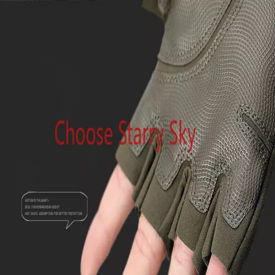 Tactical Half Finger Gloves Combat Hand Protective Gear Handwear OD