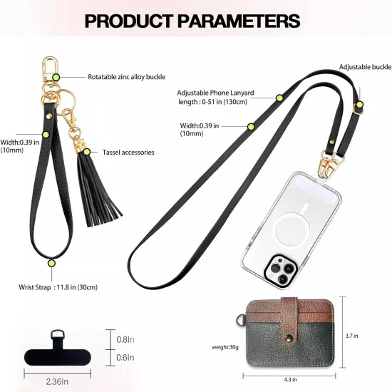 Phone Crossbody Strap, Cell Phone Lanyard for Women, 1× Leather Phone Strap, 1× 