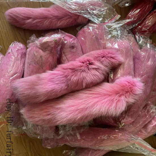 2/5/10 wholesale Dyed Color Real Blue Fox Tail Fur Keyring Pendant Cosplay Toy