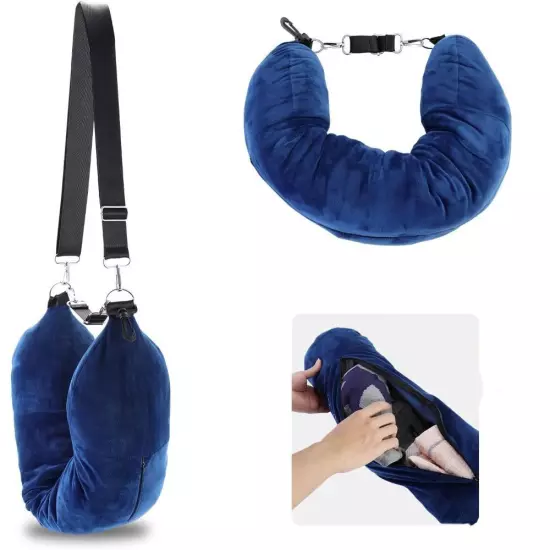 Lycra Fabric Fillable Travel Neck Pillow Carry Portable Travel Bag Pillow