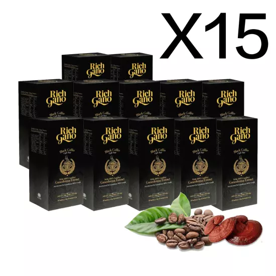 15 boxes Rich Gano Gold Black Gourmet Premium Coffee Reishi ganoderma Mushroom