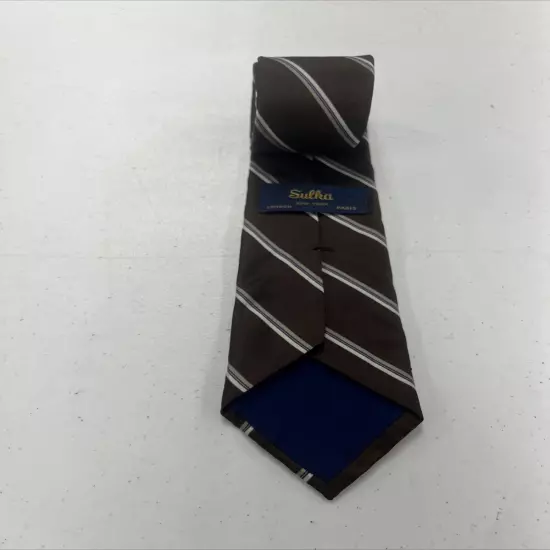 Sulka Men's Brown Striped Silk Neck Tie $395