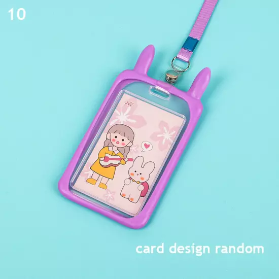 Cute Cat Ear ID Card Holder Retractable Reel Lanyard Credit Cover Case Kids Gift