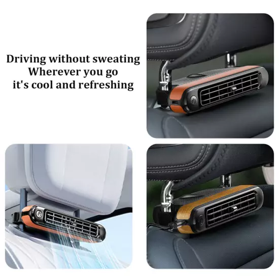 Car Back Seat Fan Rear Headrest 3-Speed USB Fan Air Cooling Fan for SUV RV Truck