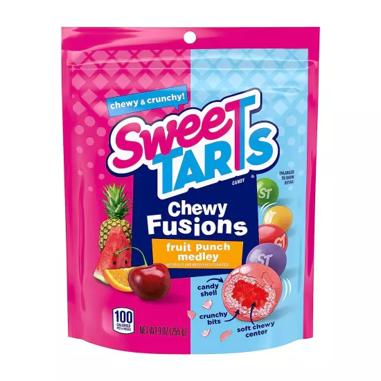 Chewy Fusions Candy, Fruit Punch Medley, Sweet and Tart, 9 Ounce