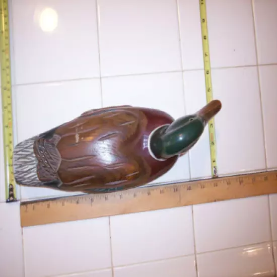  HAND MADE SOLID WOOD COLLECTIBLE DECOY 15in MALLARD DUCK 