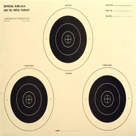 (50) RB-103 Official 100-Yard NMLRA Three Bull Rifle Target [17.5" x 22"] on tag