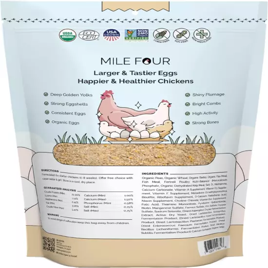 Organic Chicken Feed | Chick (0-8 Week) Starter Baby Feed | 2 Lbs. | Organic, No