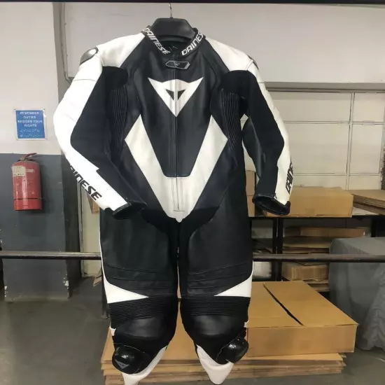 Suit Leather Man Dainese LAGUNA SECA 5 1PC Perforated WHITE/BLACK