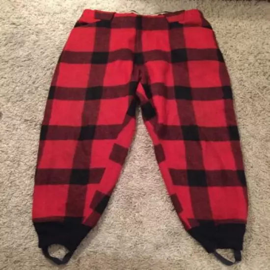 Vintage Heavy White Stag Westwools Plaid, Wool Hunting Pants Men, Size 38