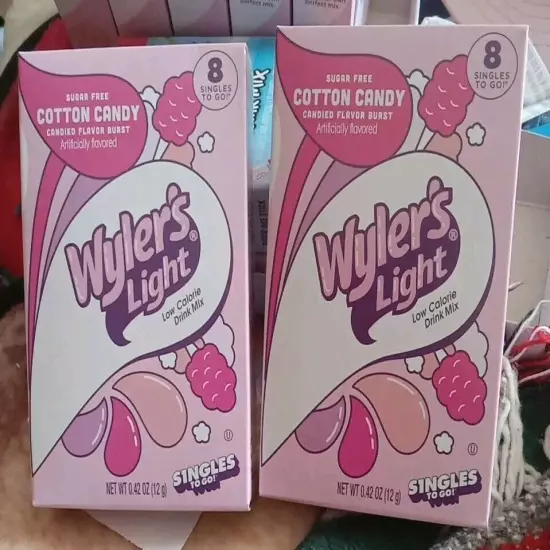 Wylers Light Cotton Candy Singles To Go Drink Mix 8 Count Sugar Free Lot of 2