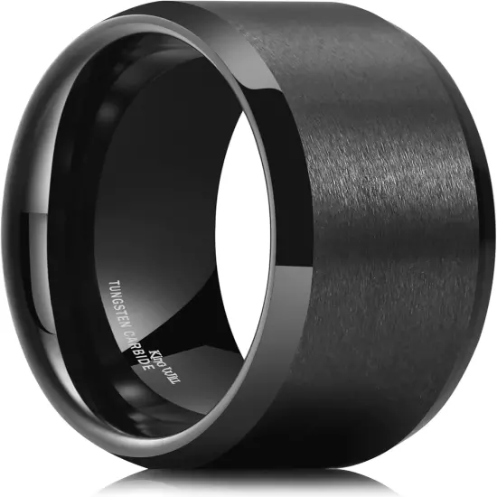 Basic 6Mm 7Mm 8Mm 9Mm 10Mm Men Wedding Black/Silver Tungsten Ring Matte Finish B