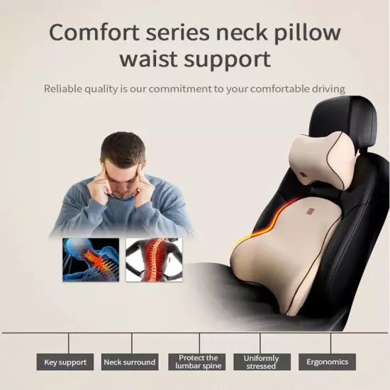 Car Pillow Memory Foam Car Lumbar Support Back Cushion Soft Car Seat Neck Pillow