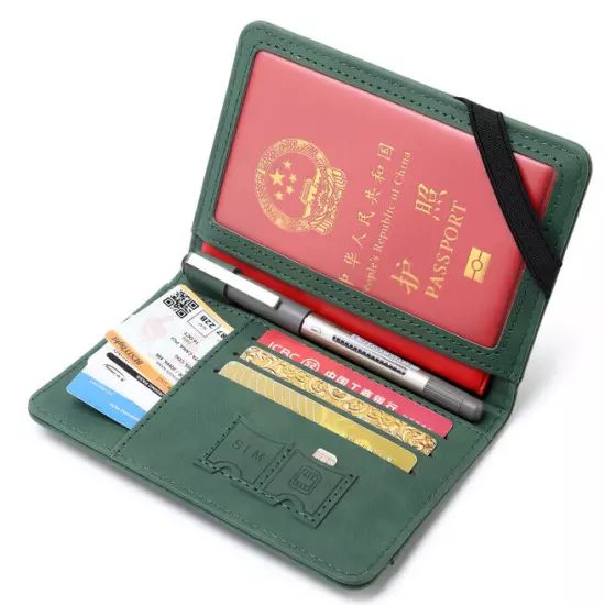 Family Travel Wallet Passport Holder RFID Blocking Document Organizer Bag Case